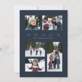 Vrede moderne minimum 5 foto marine Kerstmis Feestdagenkaart (Voorkant)