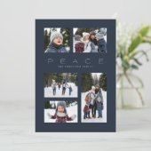 Vrede moderne minimum 5 foto marine Kerstmis Feestdagenkaart (Staand voorkant)