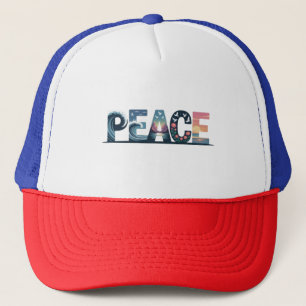 VREDE – Natuur geïnspireerde artistieke typografie Trucker Pet