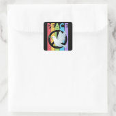 Vrede: noodlijdende typografie met duif vierkante sticker (Tas)