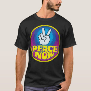 Vrede Nu Groovy Retro Hippie Stijl Vredesteken T-shirt