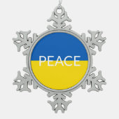 Vrede Oekraïne vlag blauw geel aangepaste tekst Tin Sneeuwvlok Ornament (Voorkant)