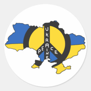 Vrede Oekraïne - vlaggenplattegrond Ronde Sticker