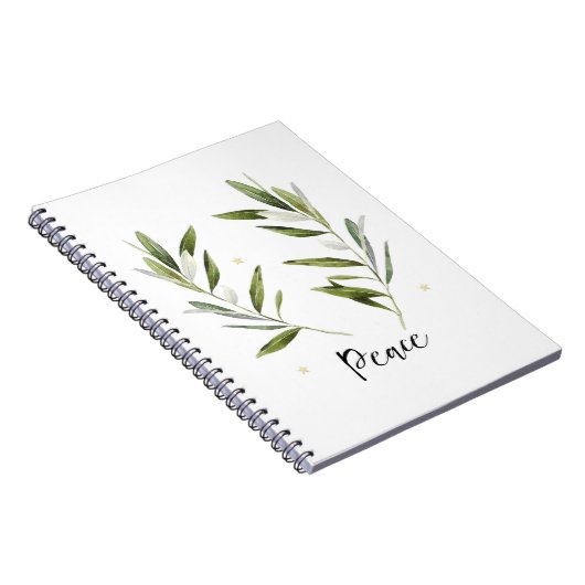 VREDE, olijfblad, kerstmis, feestdag, waterverf, Notitieboek (Rechterzijde)