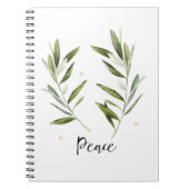 VREDE, olijfblad, kerstmis, feestdag, waterverf, Notitieboek (Voorkant)