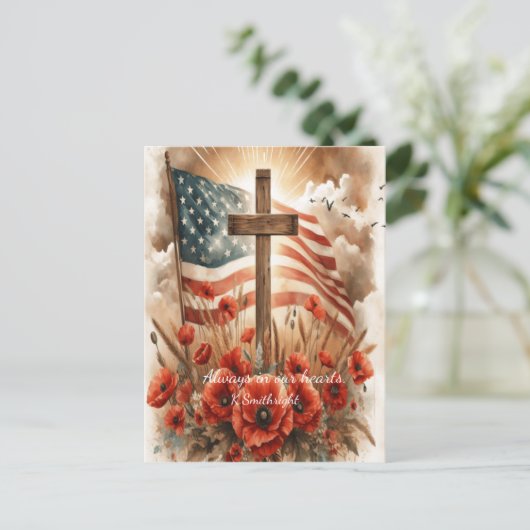 Vrede onder de papavers feestdagenkaart (Staand voorkant)