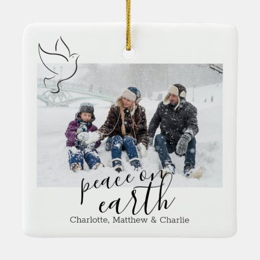 Vrede op aardduif Persoonlijke foto Keramisch Ornament (Achterkant)