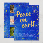 Vrede op Aarde 3 Foto Custom Christmas Feestdagenkaart (Voorkant / Achterkant)