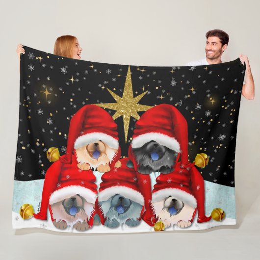 VREDE OP AARDE 5-chows Vluchten Fleece Deken (In situ)