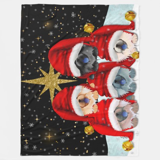 VREDE OP AARDE 5-chows Vluchten Fleece Deken (Voorkant)