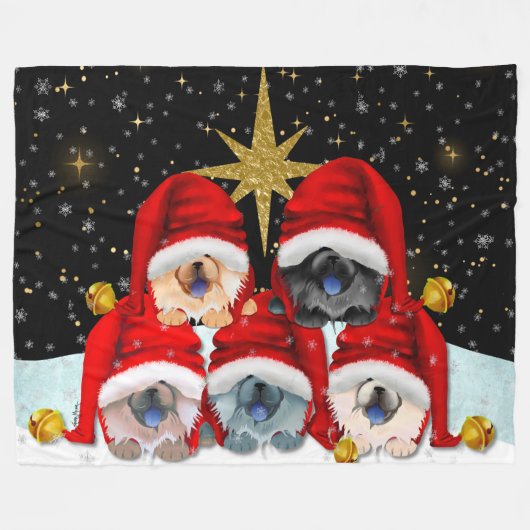 VREDE OP AARDE 5-chows Vluchten Fleece Deken (Voorkant (Horizontaal))