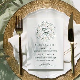 Vrede op aarde   Aangepast kerstdiner menu Kaart