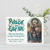 VREDE OP AARDE AANGEPASTE BOOG FOTO KERST FEESTDAGENKAART (Staand voorkant)