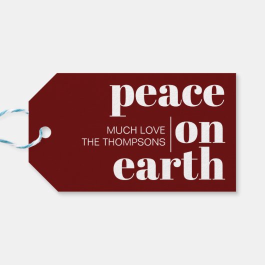 Vrede op aarde aangepaste moderne minimalistische cadeaulabel (Achterkant Horizontaal)