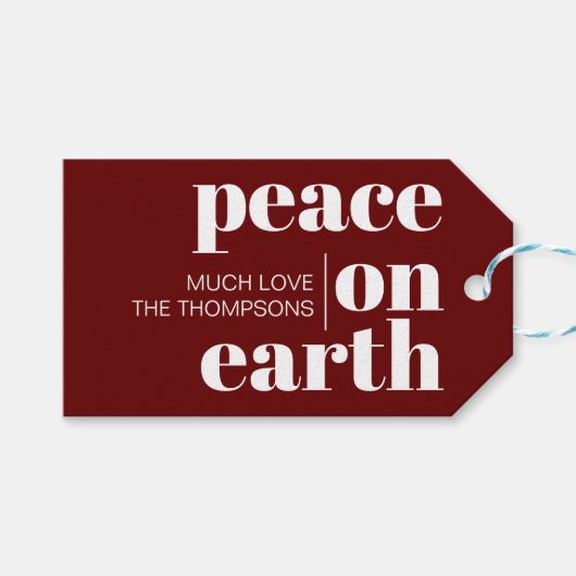Vrede op aarde aangepaste moderne minimalistische cadeaulabel (Voorkant (Horizontaal))