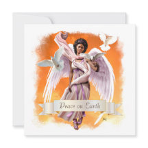 Vrede op aarde. Afro Angel Flat KerstKaarten