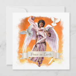 Vrede op aarde. Afro Angel Flat KerstKaarten Feestdagenkaart