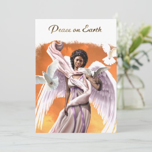 Vrede op aarde. Amerikaanse kerstkerst Feestdagenkaart (Staand voorkant)