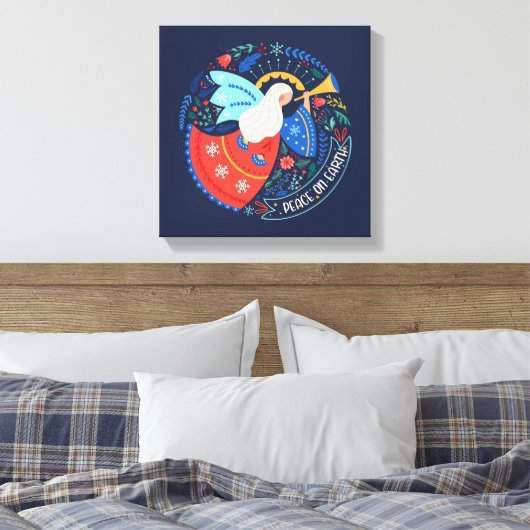 Vrede op aarde Angel Design Canvas Afdruk (Insitu (Slaapkamer))