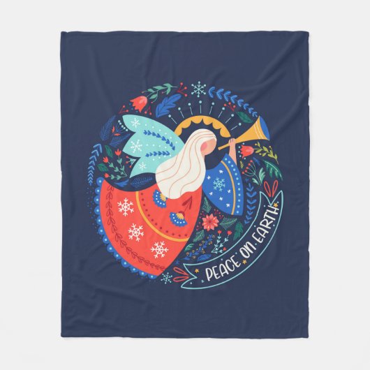 Vrede op aarde Angel Design Fleece Deken (Voorkant)