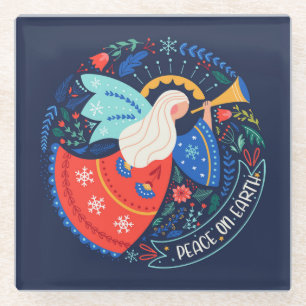 Vrede op aarde Angel Design Glazen Onderzetter