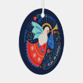 Vrede op aarde Angel Design Metalen Ornament (Voorkant Rechts)