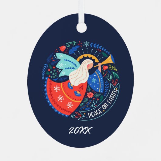 Vrede op aarde Angel Design Metalen Ornament (Achterkant)