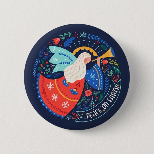 Vrede op aarde Angel Design Ronde Button 5,7 Cm (Voorkant)