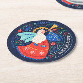 Vrede op aarde Angel Design Ronde Kartonnen Onderzetter (Gebogen)