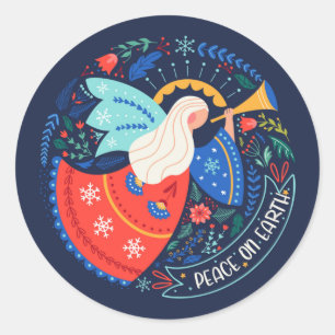 Vrede op aarde Angel Design Ronde Sticker