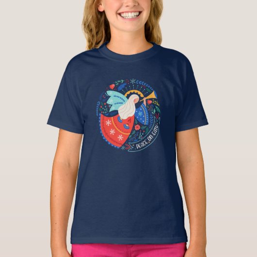 Vrede op aarde Angel Design T-shirt (Voorkant)