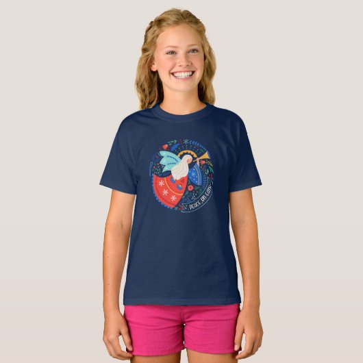 Vrede op aarde Angel Design T-shirt (Voorkant volledig)