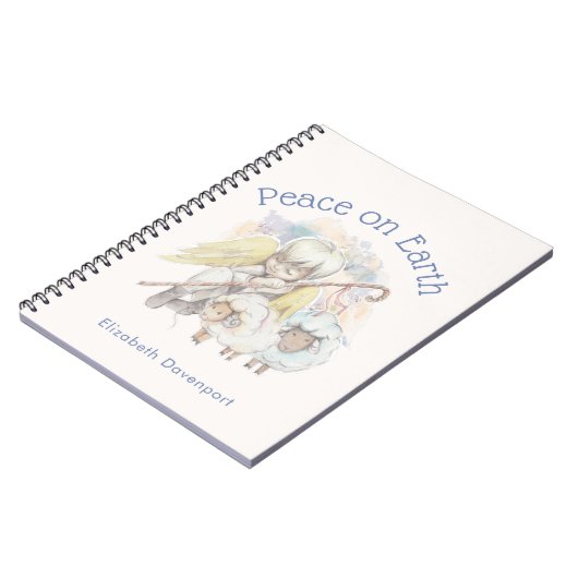 Vrede op Aarde Angel Shepherd met lammeren Notitieboek (Linkerzijde)