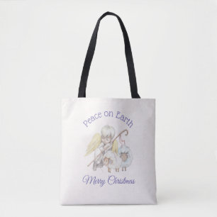 Vrede op Aarde Angel Shepherd met lammeren Tote Bag