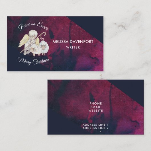 Vrede op Aarde Angel Shepherd met lammeren Visitekaartje (Voorkant / Achterkant)