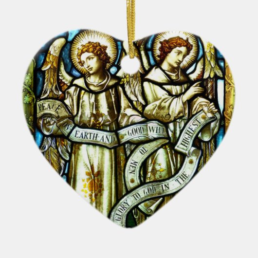 Vrede op aarde Angels kerstversiering Keramisch Ornament (Voorkant)