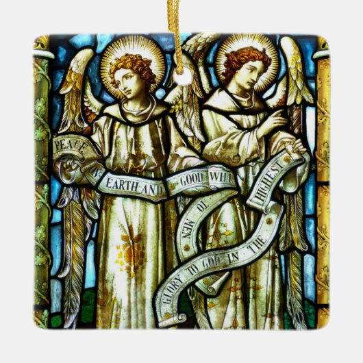 Vrede op aarde Angels kerstversiering Keramisch Ornament (Voorkant)