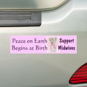 Vrede op Aarde begint bij geboorte, ondersteunt vr Bumpersticker (Op auto)