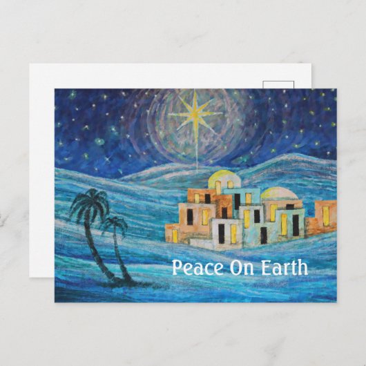 Vrede op aarde Bethlehem Ster Kerstmis Briefkaart (Voorkant / Achterkant)