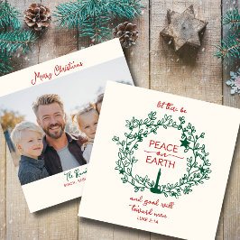 Vrede op aarde Bijbeltekst Handgetekende krans Fot Feestdagenkaart