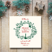 Vrede op aarde Bijbeltekst Handgetekende krans Fot Feestdagenkaart