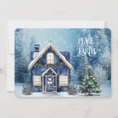Vrede op aarde Blauwe Kerstmis Winter Scene Huis (Voorkant)