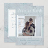Vrede op Aarde Blauwe Sneeuwvlok Eén Foto Kerst Feestdagenkaart (Voorkant / Achterkant)