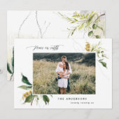 Vrede op aarde bloemen, twee foto's feestdagenkaart (Voorkant / Achterkant)