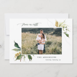 Vrede op aarde bloemen, twee foto's feestdagenkaart