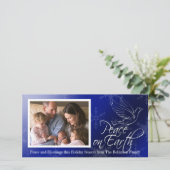 Vrede op aarde Blue Dove Kerstmis Feestdagenkaart (Staand voorkant)