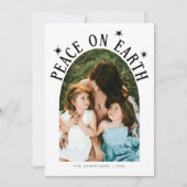 Vrede op Aarde Boog Foto Witte Kerst Feestdagenkaart (Voorkant)