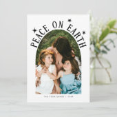 Vrede op Aarde Boog Foto Witte Kerst Feestdagenkaart (Staand voorkant)