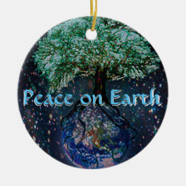 Vrede op aarde - boom van het leven keramisch ornament