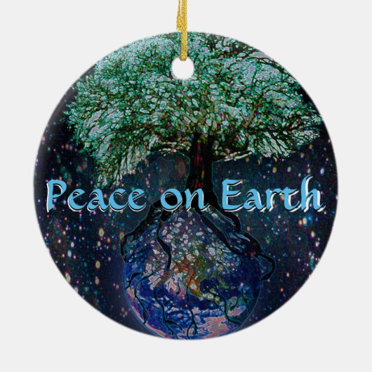 Vrede op aarde - boom van het leven keramisch ornament (Achterkant)